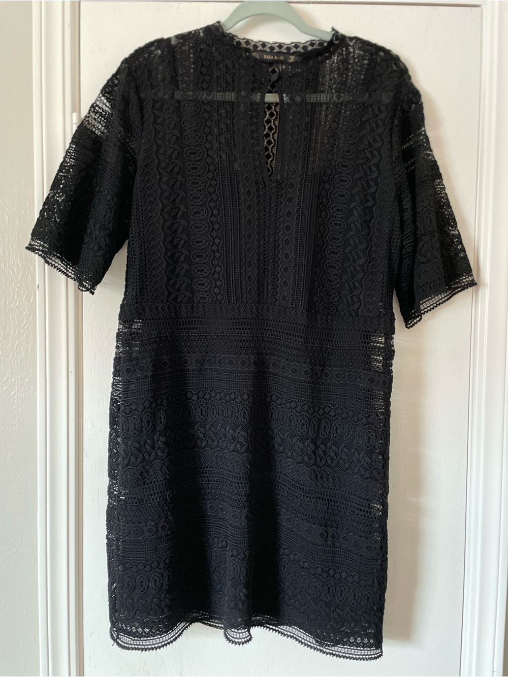 Zara Basic Black Crochet Midi Dress